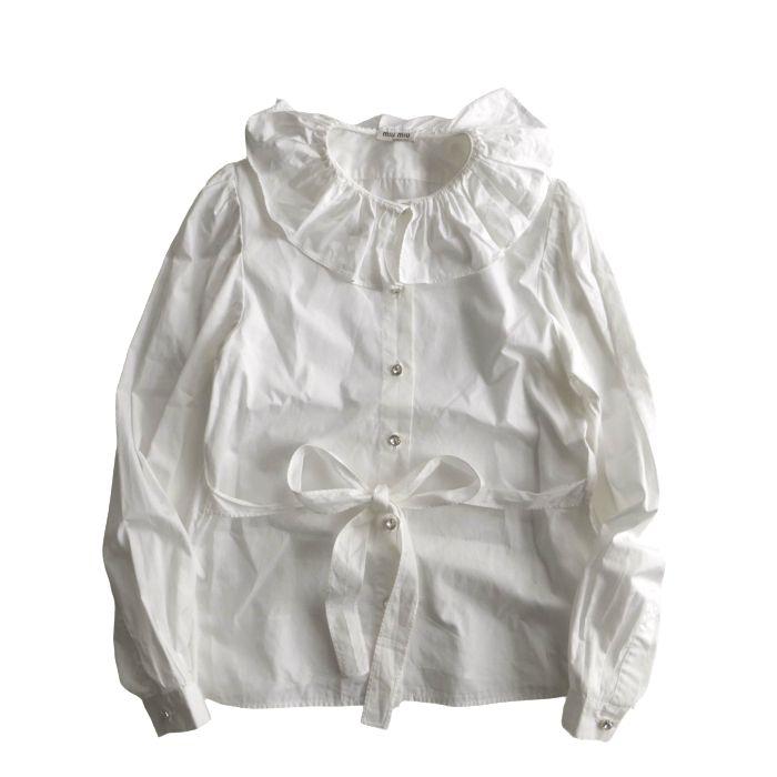 miu miu（ミュウミュウ） コットン フリルシャツ ブラウス