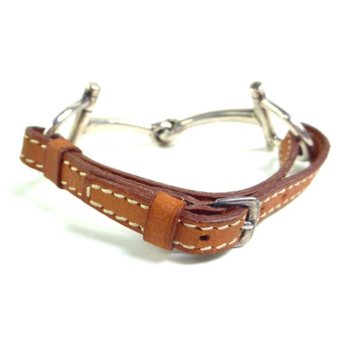 エルメス　ホースビット　レザー　ブレスレット　　925 ブラウン HERMES（エルメス） MORS ホースビット Ag925×レザーベルト