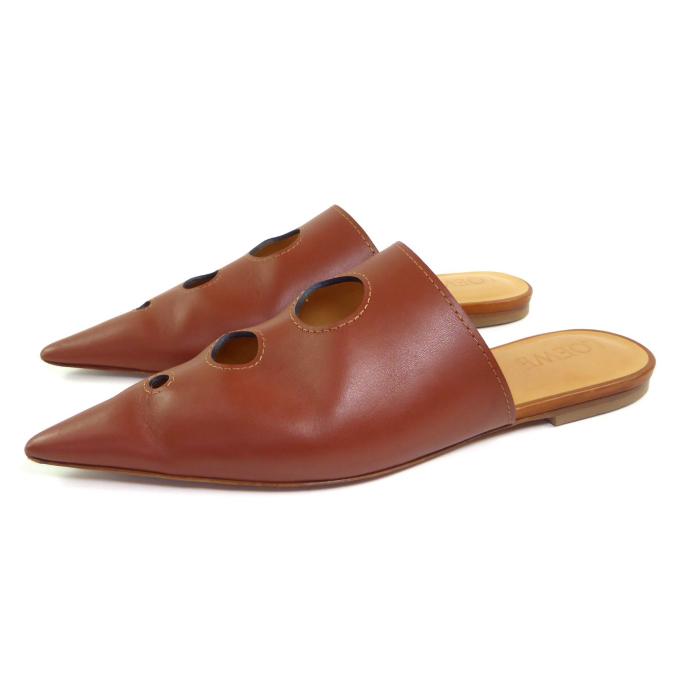 ミ*ル様 LOEWE ロエベ トングサンダル ブラウン　36 LOEWE（ロエベ） レザー ミュール サンダル ポインテッドトゥ ＃36