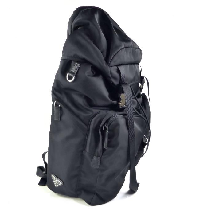 PRADA リナイロン　バックパック 2vz019 ブラック Black Re-nylon And Saffiano Leather Backpack | PRADA