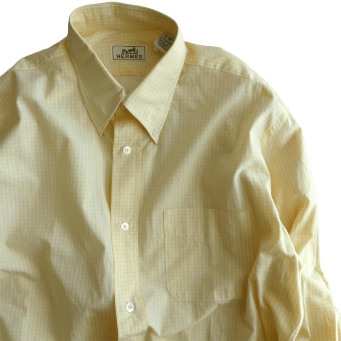 HERMES（エルメス） コットン チェック ボタンダウン シャツ 長袖 41