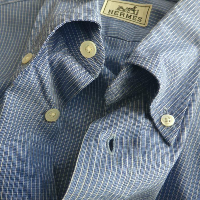 HERMES（エルメス） コットン チェック ボタンダウン シャツ 長袖 42