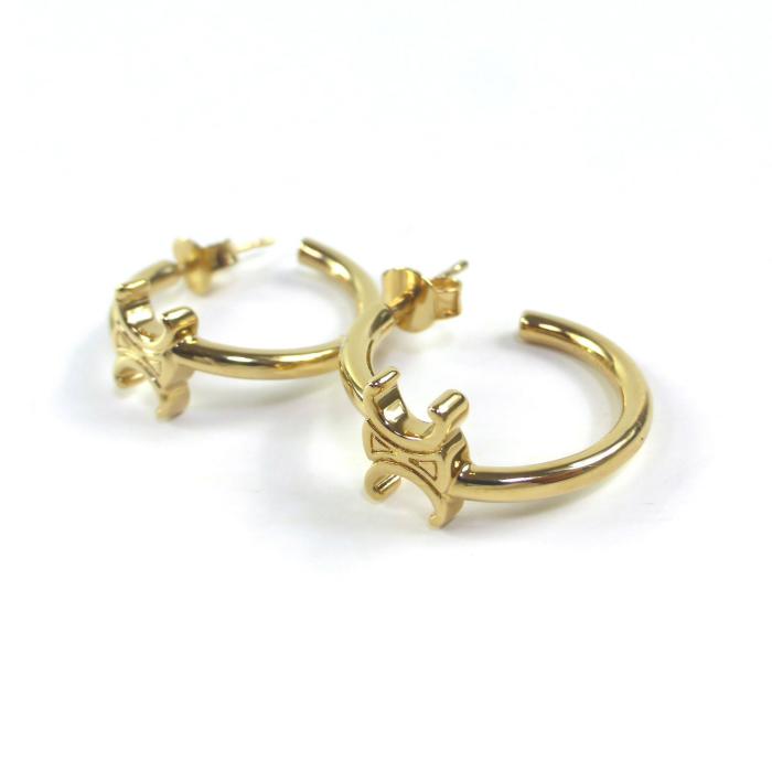 セリーヌ （CELINE） トリオンフ アシンメトリックフープ ピアス 460RD ゴールド（新品） | TRIOMPHE | 01