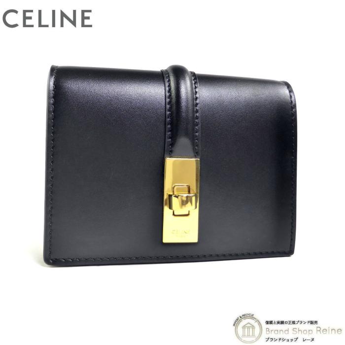セリーヌ （CELINE） 16 セーズ フラップ付き カードホルダー 名刺入れ カードケース 10M47 ブラック（新品同様）中古 | 16（CELINE）