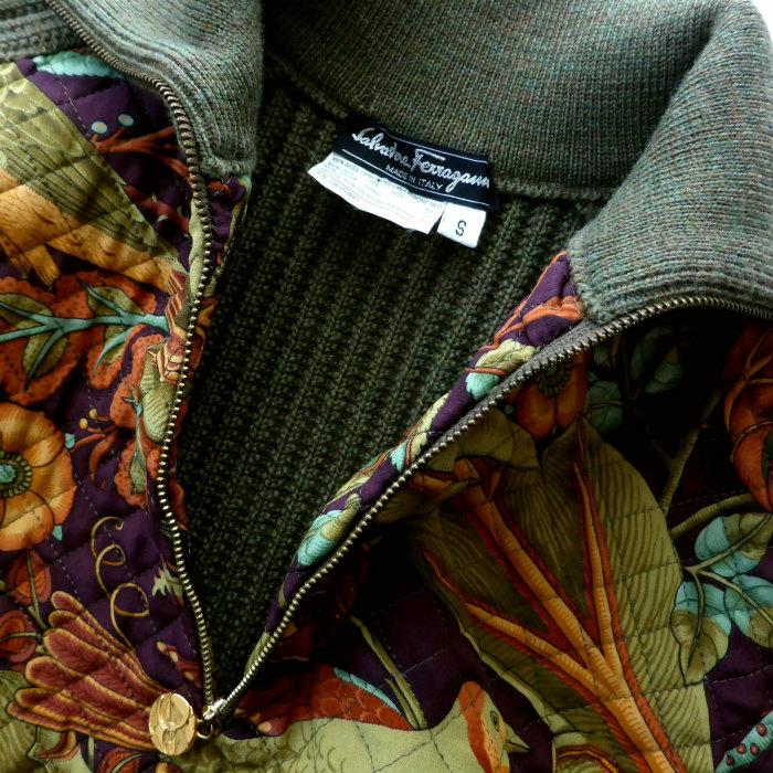 サルヴァトーレフェラガモ （Salvatore Ferragamo）ウール ニット シルク キルティング 総柄 S オリーブ（中古） | FERRAGAMO | 02