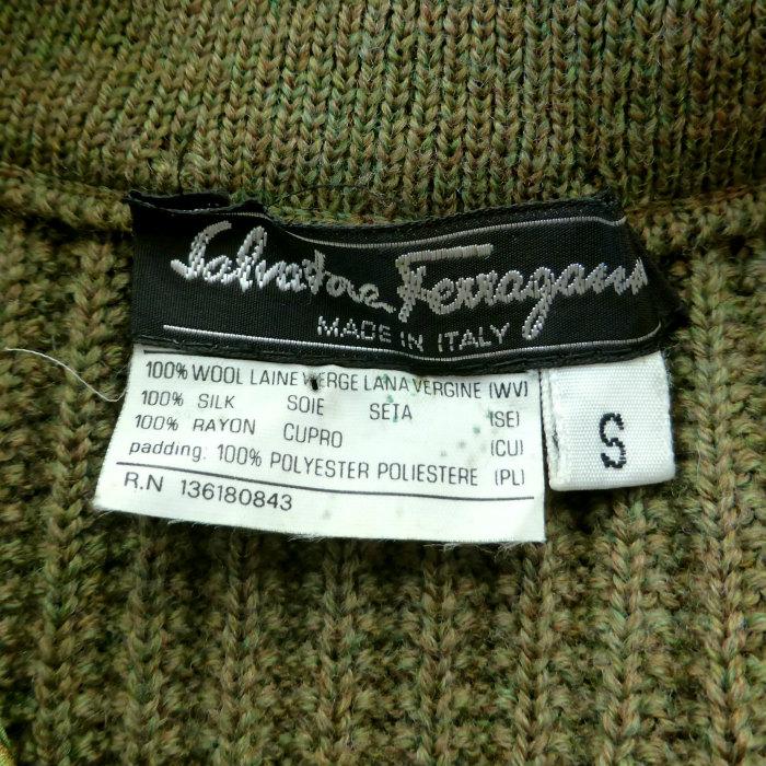 サルヴァトーレフェラガモ （Salvatore Ferragamo）ウール ニット シルク キルティング 総柄 S オリーブ（中古） | FERRAGAMO | 03