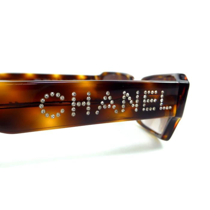 CHANEL（シャネル） スクエア べっ甲 ラインストーン ロゴ サングラス