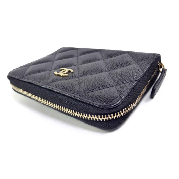 シャネル （CHANEL） キャビアスキン マトラッセ クラシック ラウンドファスナー コンパクト 二つ折り 財布 AP4652 ブラック（新品）の画像