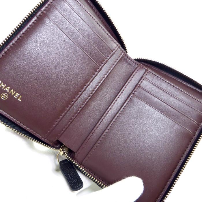 シャネル （CHANEL） キャビアスキン マトラッセ クラシック ラウンドファスナー コンパクト 二つ折り 財布 AP4652 ブラック（新品）の画像