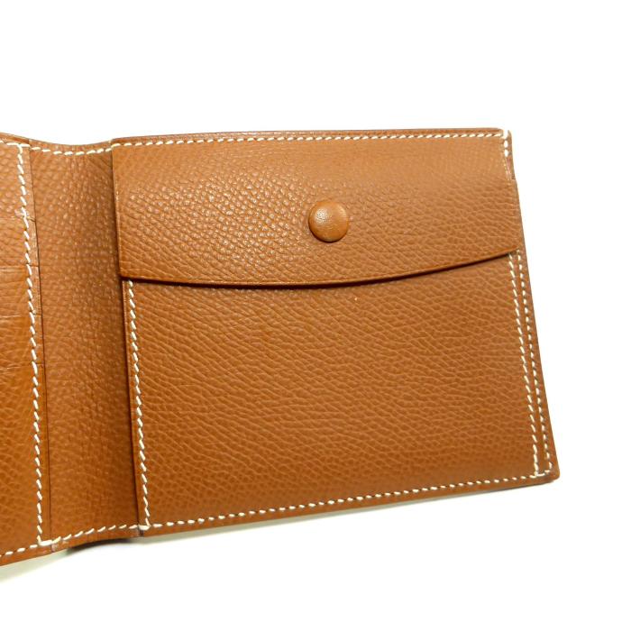 本日掲載終了‼️エルメス 二つ折り財布 ヴィンテージ HERMES（エルメス） MC2 ヴォーエプソン □J刻 ゴールド 二つ折り 財布