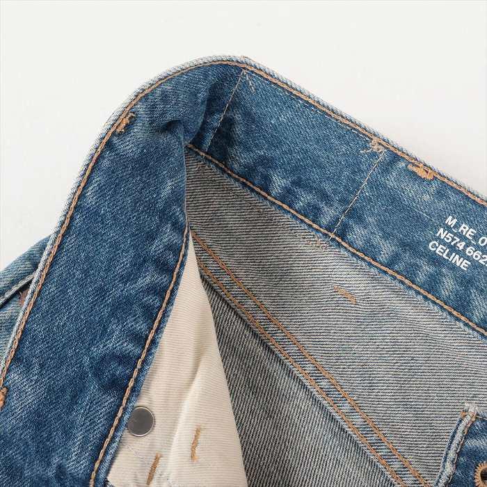 美品 セリーヌ CELINE パンツ 21SS デニムパンツ ダメージ加工 コットン ボトムス メンズ 26 インディゴブルー CELINE（セリーヌ） コットンデニム パンツ ダメージ加工 ＃26
