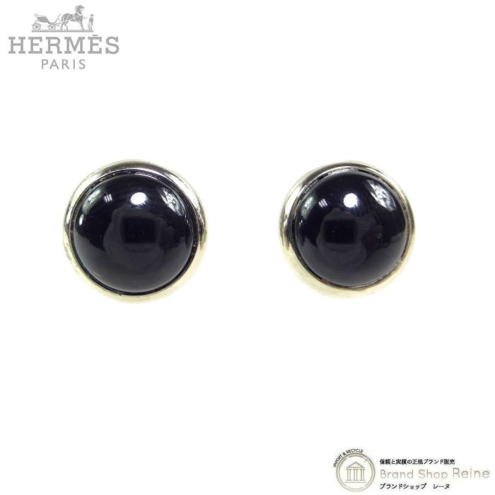 ！美品！　HERMES エルメス　ピアス　ブラック　シルバー　90 HERMES（エルメス） エクリプス ピアス メタル 両耳用 ブラック