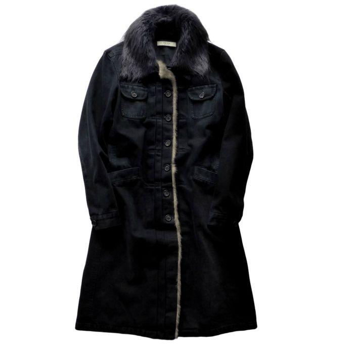 PRADA（プラダ） （PRADA）デニム ジャケット コート ミンクファー 38 