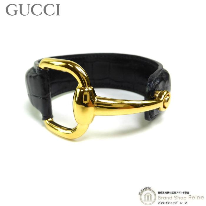 GUCCI（グッチ） ホースビット クロコ型押し レザー×GP バングル