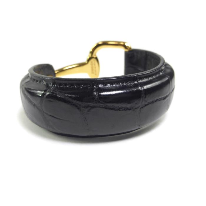 GUCCI（グッチ） ホースビット クロコ型押し レザー×GP バングル
