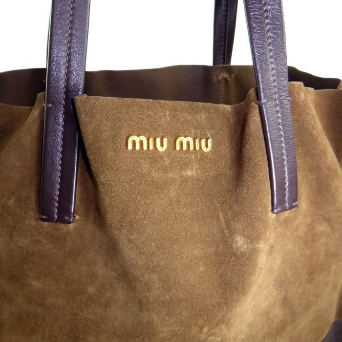 miu miu（ミュウミュウ） スエード×スムースレザー バイカラー トート