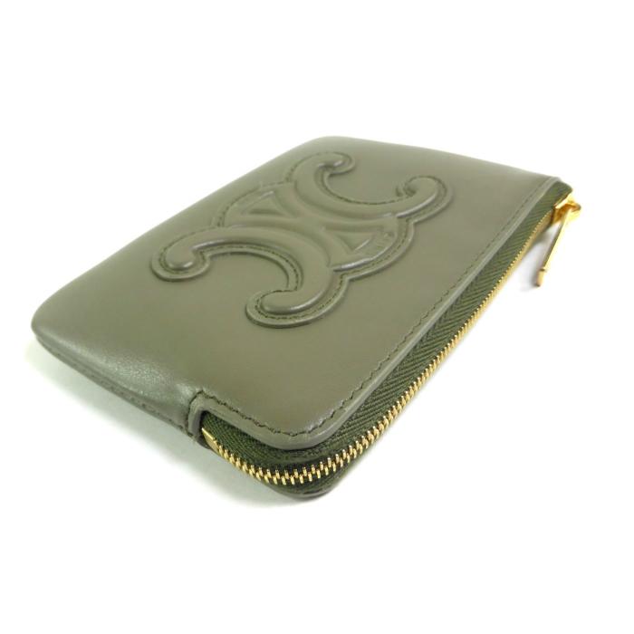 セリーヌ （CELINE） トリオンフ COIN＆Card Purse フック付き コイン カードポーチ カードケース 小銭入れ 10C66 グリーンクレイ（新品） | TRIOMPHE | 02