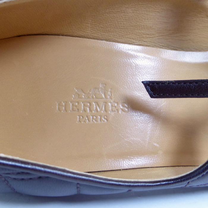 エルメス （HERMES） レザー ステッチ ポインテッドトゥ パンプス 靴 