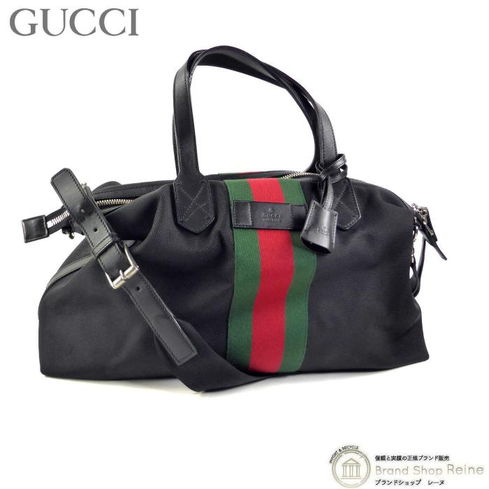 GUCCI テクノキャンバス　ダッフルバック　ボストンバック　シェリーライン　黒 GUCCI（グッチ） シェリーライン テクノキャンバス ダッフル ボストン