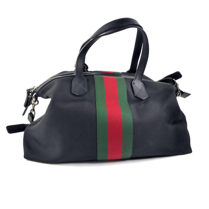 GUCCI テクノキャンバス　ダッフルバック　ボストンバック　シェリーライン　黒 GUCCI（グッチ） シェリーライン テクノキャンバス ダッフル ボストン