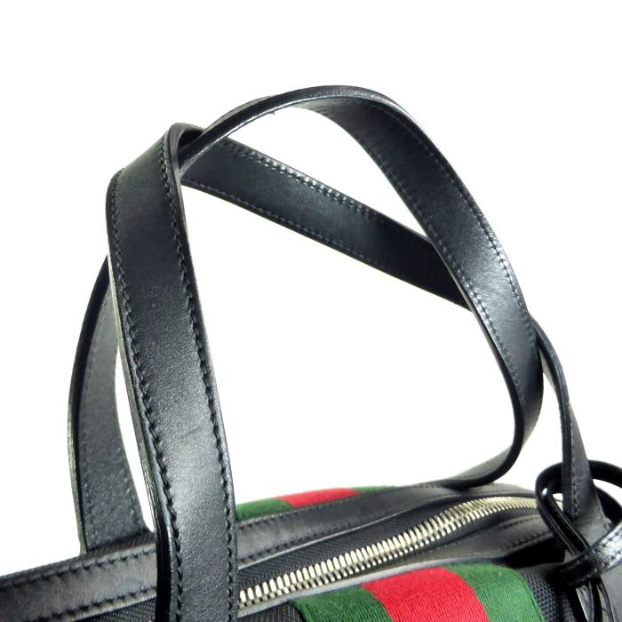 GUCCI テクノキャンバス　ダッフルバック　ボストンバック　シェリーライン　黒 GUCCI（グッチ） シェリーライン テクノキャンバス ダッフル ボストン