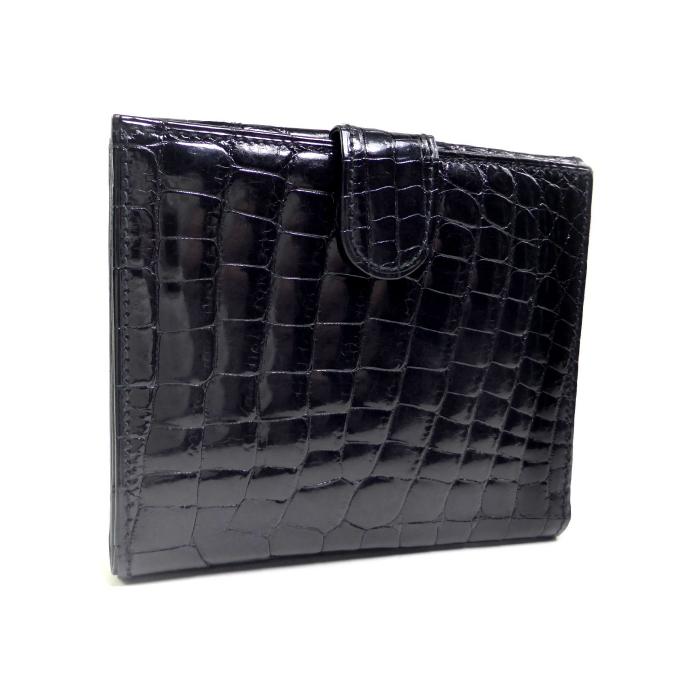 LOEWE（ロエベ） クロコ型押し スクエア コンパクト ウォレット ダブル 