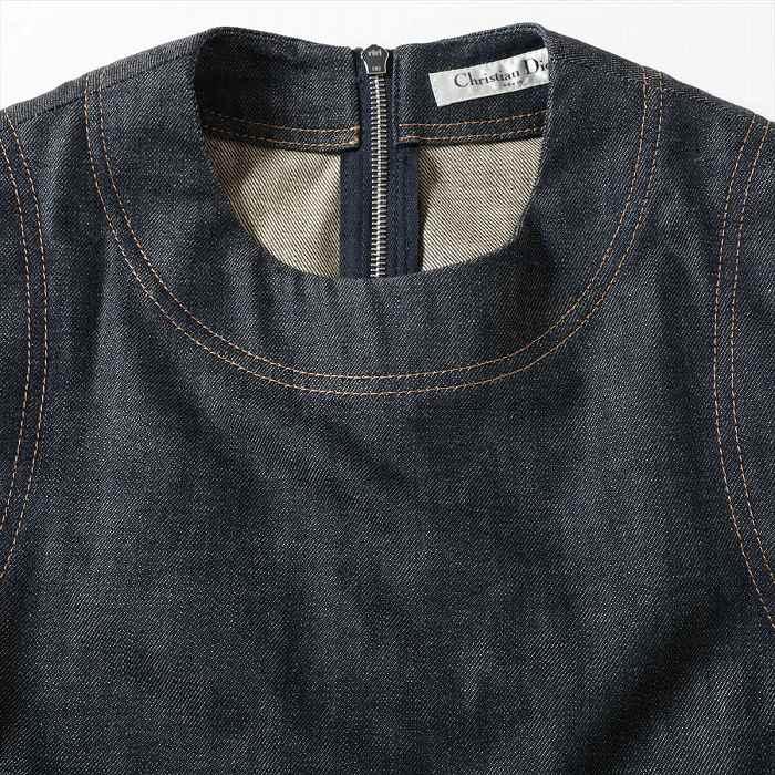 クリスチャンディオール （Christian Dior） デニム ワンピース 蜂 モチーフ ビジュー 40 インディゴブルー ウェア（中古）の画像