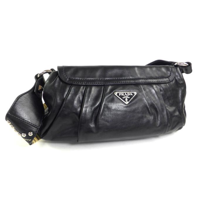 PRADA（プラダ） レザー×クロコダイル 型押し スタッズ ワンショルダー