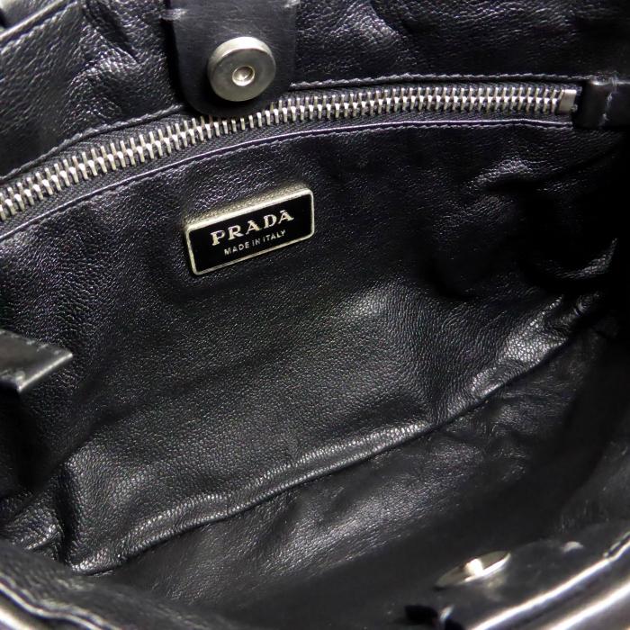PRADA（プラダ） レザー×クロコダイル 型押し スタッズ ワンショルダー