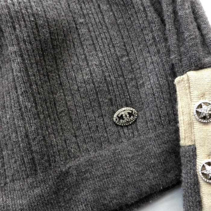 シャネル （CHANEL）ウール フリルデザイン リブ ニット トップス 07A 38 グレー P31465 ウェア（中古）の画像