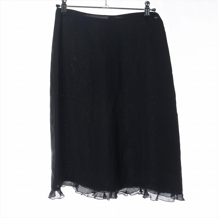 CHANEL 01C スカート ブラック　サイズ38 美品 正規品　送料無料 CHANEL（シャネル） シルク スカート ミドル丈 01P 36 P17334 ブラック