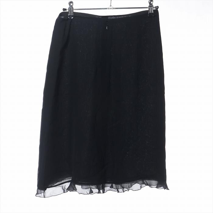 CHANEL シルクジャカード フレアスカート ブラック　34サイズ　美品 CHANEL（シャネル） シルク スカート ミドル丈 01P 36 P17334 ブラック