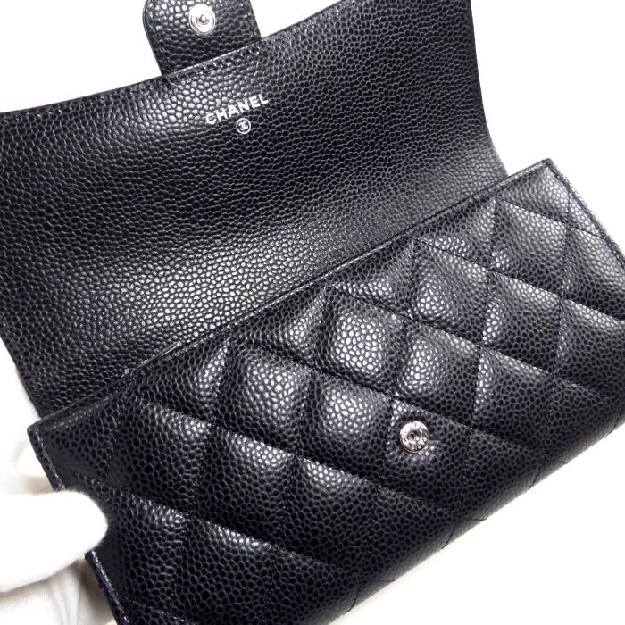 シャネル マトラッセ クラシック ロング フラップウォレット 二つ折り長財布 キャビアスキン レザー ライトグレー ゴールド金具 AP0241 CHANEL（新品・未使用品） キャビアスキン シャネル （CHANEL） マトラッセ クラシック ロング