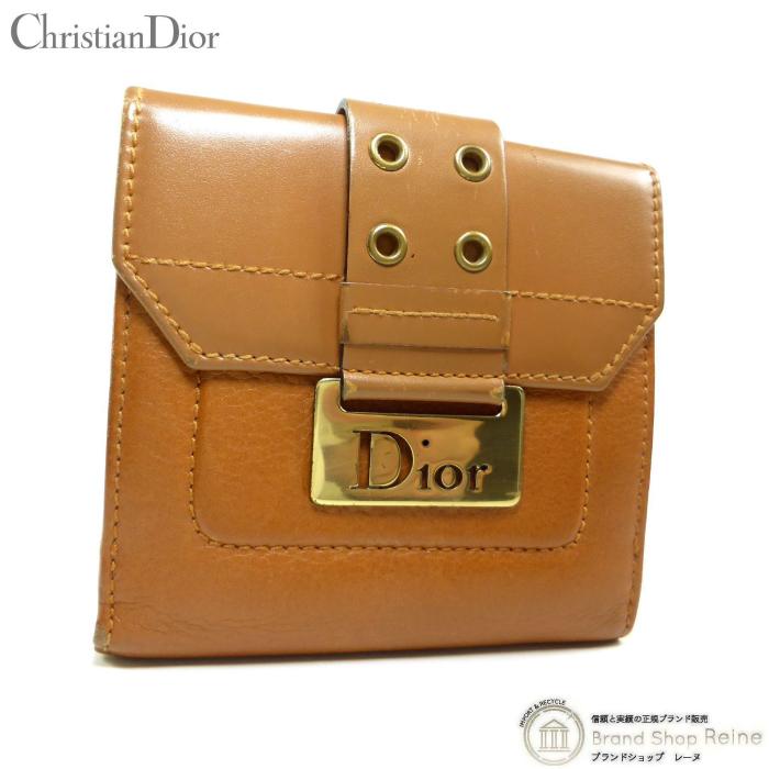 Dior 二つ折り財布 ブラウン ロゴ Christian Dior（クリスチャン・ディオール） ベルトデザイン ロゴ