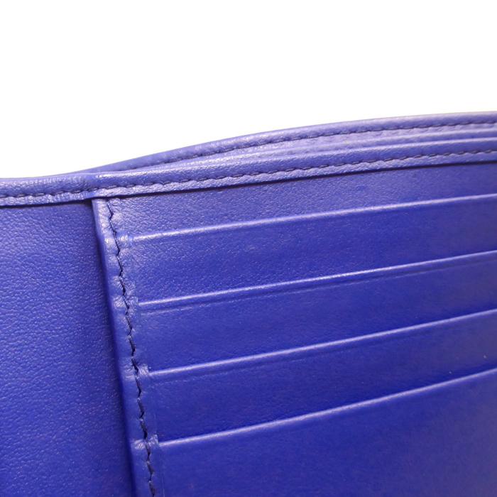 PRADA（プラダ） レザー ロゴ 二つ折り 札入れ 財布 NERO×ブルー