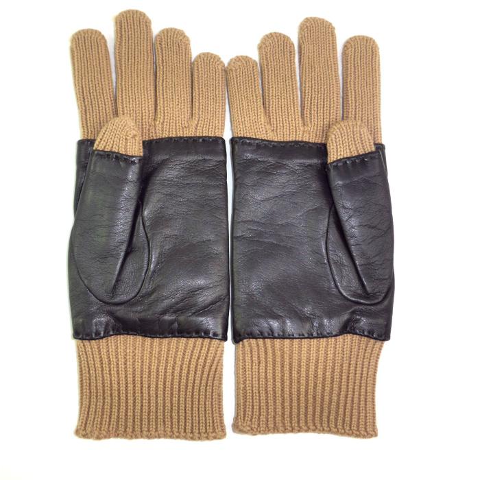 GUCCI（グッチ） ホースビット ラムレザー ウール グローブ 手袋 M
