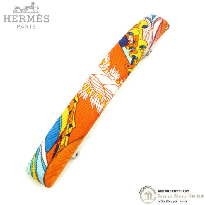 HERMES 髪留め HERMES（エルメス） エクリプス GM バレッタ シルク ヘアクリップ 髪