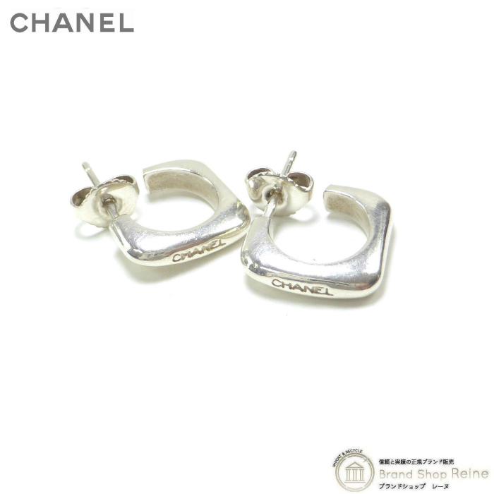 CHANEL（シャネル） スクエア キャッチ式フープ ピアス ロゴ Ag925