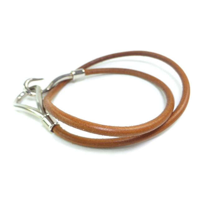 HERMES ジャンボ レザー ゴールド金具 2連 ブレスレット チョーカー レディース HERMES ジャンボ レザー ゴールド金具 2連 ブレスレット