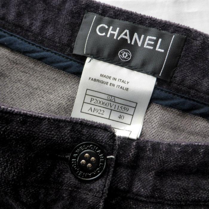シャネル （CHANEL）コットン×レーヨン ベロア スカート 02A #40 チャコール P20060 ウェア（中古）の画像
