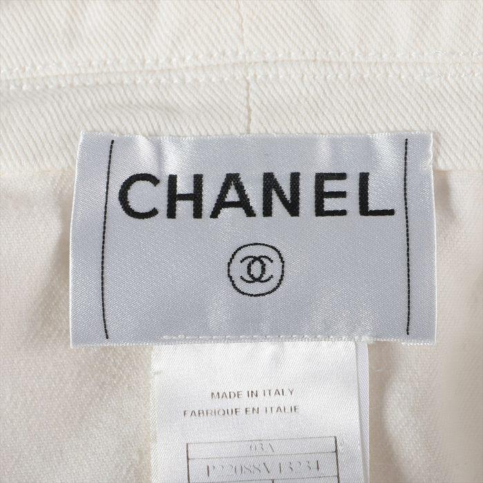 シャネル （CHANEL） ココボタン 03A コットン デニムジャケット 長袖 36 ホワイト P22088 ヴィンテージ ウェア（中古）の画像
