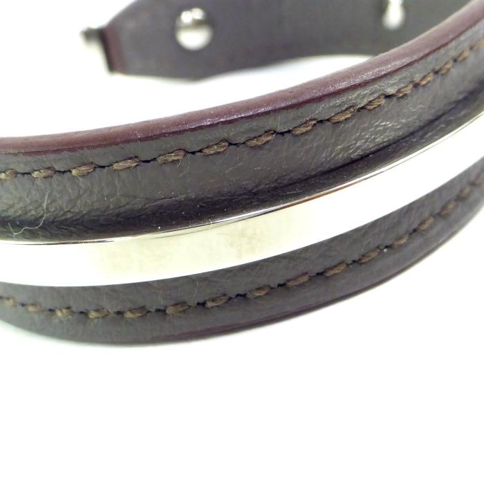 HERMES（エルメス） レザー×メタル コンビバングル ブレスレット C刻
