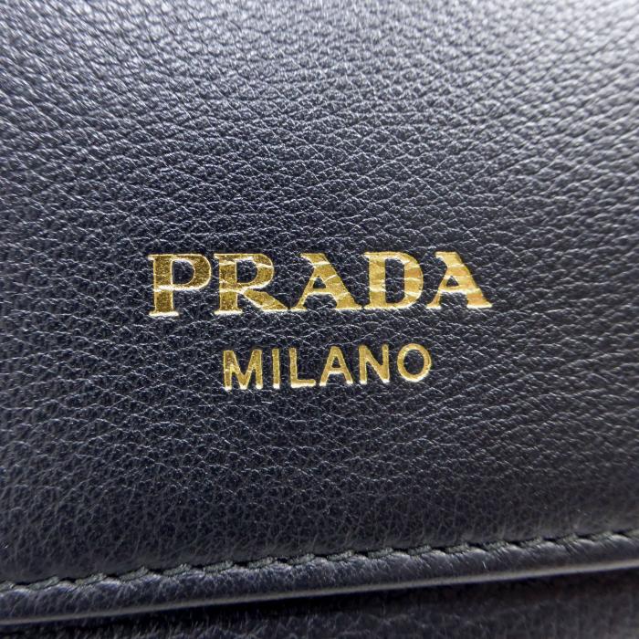 プラダ （PRADA） ソフトグレインレザー ロゴ コンパクト 三つ折り 財布 1MH043 NERO（新品）の画像