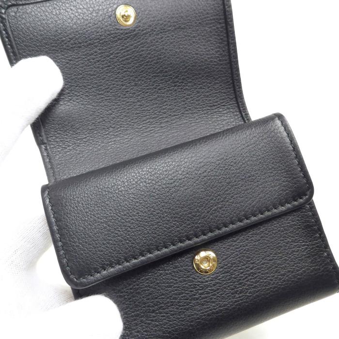 プラダ （PRADA） ソフトグレインレザー ロゴ コンパクト 三つ折り 財布 1MH043 NERO（新品）の画像
