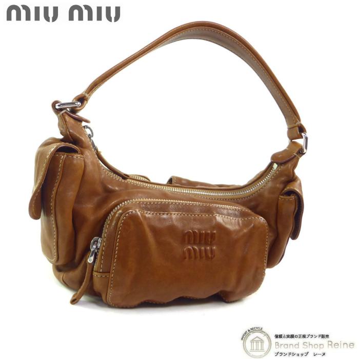 miu miu（ミュウミュウ） ポケット ミニ ナッパレザー ハーフムーン 