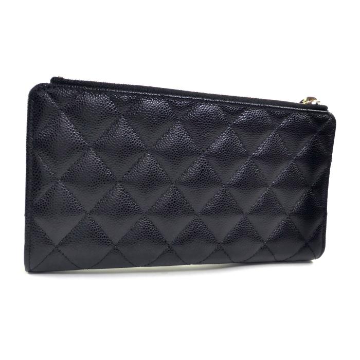 キャビアスキン シャネル （CHANEL） マトラッセ ロングウォレット 二 