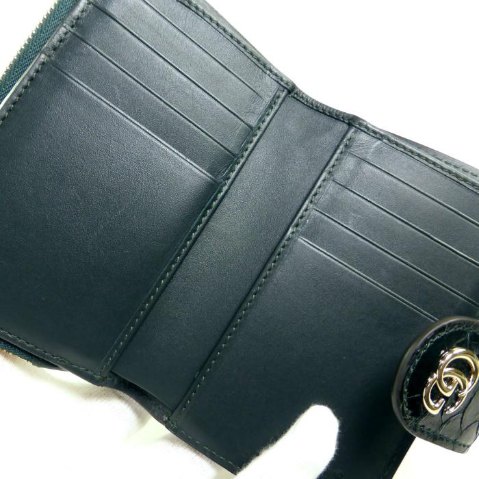612 美品 GUCCI Gロゴ レザー コンパクトウォレット 折り財布 バンブー グッチ （GUCCI） ダブルG パイソンレザー ウォレット 二