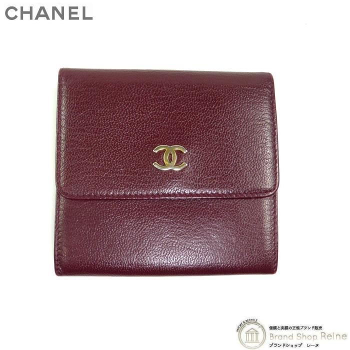 希少✨良品✨シャネル 三つ折り財布 カメリア ココマーク Wホック ブラック CHANEL（シャネル） Wホック ココマーク レザー コンパクト 三つ折り