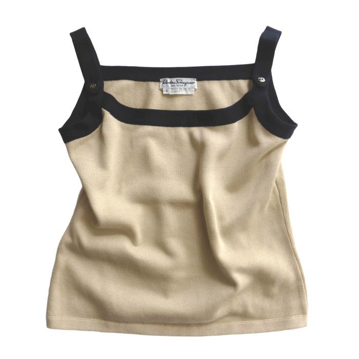 サルヴァトーレフェラガモ （Salvatore Ferragamo）コットン ニット キャミソール #S ベージュ系 ウェア（中古） | FERRAGAMO