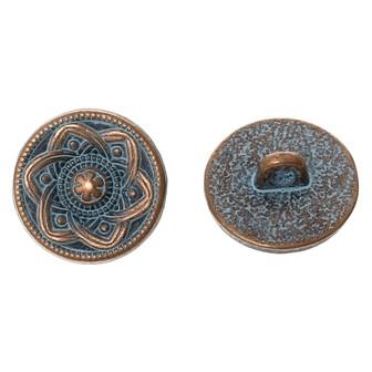 メタルボタン1個（アンティークコッパーカラー）（銅緑青っぽいカラー青銅色）／金属製15mm｜reinette-ys